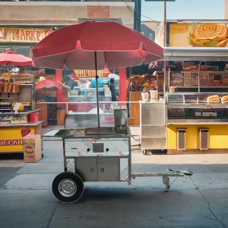 عربة طعام متنقلة مدمجة بعجلات  - مراجعة Snacks Food Stall وسعره